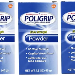 پودر چسب دندان مصنوعی ویگوسایت Super POLI-GRIP با قدرت چسبندگی 12 ساعته، 45 گرم، بسته 3 عددی