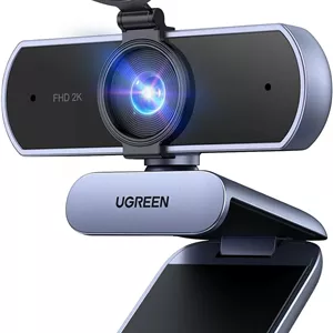 وب کم 2K HD یوگرین با پوشش حریم خصوصی برای کامپیوتر/لپ تاپ، میکروفون دوگانه استریو USB وب کم 2K 30fps/1080P 60fps، تصحیح نور کم زاویه دید 80 درجه، برای مک ویندوز یوتیوب، زوم، اسکایپ، پشتیبانی از سه پایه