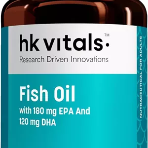 کپسول روغن ماهی HealthKart HK Vitals برای آقایان و بانوان (1000 میلی گرم امگا 3 با 180 میلی گرم EPA و 120 میلی گرم DHA)، برای سلامت مغز، قلب، چشم و مفاصل، 30 کپسول روغن ماهی امگا 3