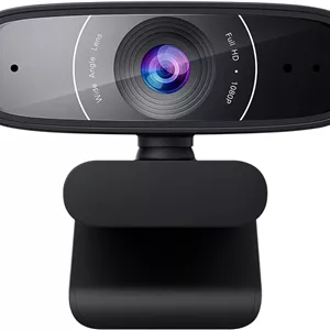 وب کم USB HD 1080p ایسوس C3 - میکروفون Beamforming، قابل تنظیم شیب، چرخش 360 درجه، میدان دید گسترده، سازگار با Skype، Microsoft Teams و Zoom