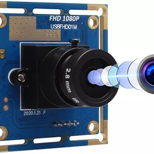وب کم فول اچ دی ELP با لنز 2.8 میلی متری، وب کم 1080P USB، ماژول دوربین USB، وب کم کامپیوتر USB، اتصال و پخش، سازگار با ویندوز/لینوکس/اندروید USBFHD01M-L28