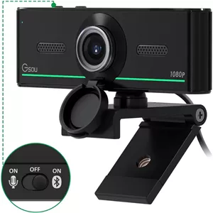 وب‌کم بی‌سیم بلوتوث Gsou 1080P، دوربین وب USB HD با میکروفون، پوشش حریم خصوصی، اتصال آسان، وب‌کم استریمینگ برای کلاس آنلاین، جلسات زوم، اسکایپ، فیس‌تایم، تیمز، کامپیوتر، مک، لپ‌تاپ، دسکتاپ
