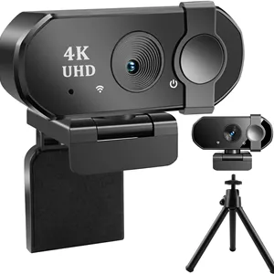 وب کم 4K برای کامپیوتر، دوربین کنفرانس KUTONTECH UHD با فوکوس خودکار برتر و میکروفون داخلی به همراه پایه مثلثی، وب کم USB با زاویه دید عریض 120 درجه به همراه پوشش حریم خصوصی، سازگار با Zoom/Teams/Livestreams و غیره.