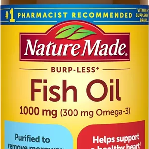روغن ماهی بدون طعم Nature Made، 1000 میلی گرم، 320 سافت ژل، مکمل امگا 3 روغن ماهی برای سلامت قلب