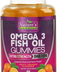 پاستیل امگا 3 روغن ماهی Nature's Nutrition با طعم پرتقال، فرمول قوی DHA و EPA - پشتیبانی طبیعی از مغز و مفاصل - 60 عدد