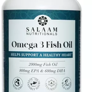 روغن ماهی حلال Salaam Nutritionals، بدون طعم ماهی، امگا 3 DHA  EPA 2,000 میلی گرم برای سلامت قلب، چشم و مغز. تقویت سیستم ایمنی و ضد التهاب برای سلامت مفاصل.