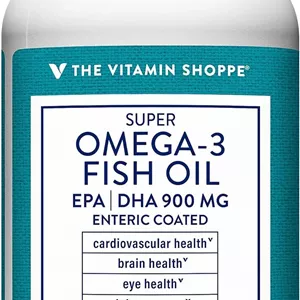 روغن ماهی امگا 3 Vitamin Shoppe، 1290 میلی گرم، EPA 735 میلی گرم DHA 165 میلی گرم، تضمین خلوص، تقطیر مولکولی برای حمایت از سلامت قلب و عروق، مفاصل و مغز (120 سافت ژل)
