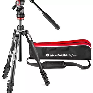 سه پایه فیلمبرداری مسافرتی Manfrotto Befree Live با هد دوربین فیلمبرداری و قفل اهرمی، سه پایه آلومینیومی برای دوربین های DSLR، بدون آینه، دوربین های رفلکس و دوربین های فیلمبرداری، لوازم جانبی دوربین و فیلمبرداری