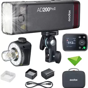 فلاش استروب Godox AD200 Pro II AD200ProII 200Ws 2.4G TTL، 500 فلاش با قدرت کامل، زمان بازیافت تقریباً 0.01 تا 1.8 ثانیه، فلاش استروب جیبی برای Canon، Sony، Nikon، Fuji، Olympus، Panasonic (ارتقا یافته AD200Pro)