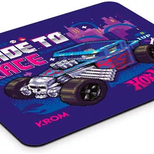 ماوس پد گیمینگ KROM Track Hot Wheels نسخه ویژه Hot Wheels با پایه لاستیکی برای چسبندگی بهتر، اندازه 320x280x3 میلی متر، آبی