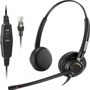 هدست تلفن Arama RJ9 با میکروفون دوگانه حذف نویز برای تلفن های رومیزی Polycom VVX310 VVX410 VVX411 Mitel 5220 5312 5320 Avaya 1408 1416 9508 Shoretel NEC BT Converse 2300