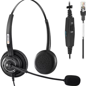 هدست تلفن Arama RJ9 با میکروفون حذف نویز، هدست تلفن اداری مناسب برای تلفن های Polycom VVX410 VVX411 Avaya 1408 Mitel 5312 ShoreTel Alcatel Lucent NEC Fanvil