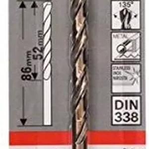 مته فلز HSS-Co بوش پروفشنال 2608585850 (فولاد ضد زنگ، 4.8 x 52 x 86 میلی متر، متعلقات دریل)، طلایی