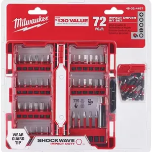 مجموعه 72 عددی سری پیچ گوشتی و مته فولادی آلیاژی Milwaukee SHOCKWAVE Impact Duty مدل 48-32-4497