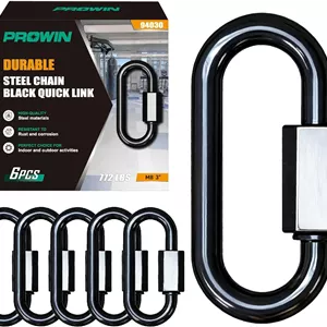 اتصالات زنجیر اتصال سریع PROWIN M8، بسته 6 عددی، اتصالات پیچی الکتروفورز مشکی، مقاوم در برابر زنگ زدگی، مناسب برای فضای باز، حیوانات خانگی و تجهیزات