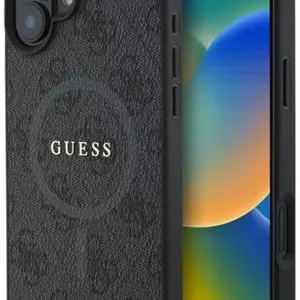 قاب محافظ مشکی CG Mobile Guess GUHMP16SG4GFRK مناسب برای آیفون 16 با صفحه نمایش 6.1 اینچ، دارای حلقه و لوگوی کلاسیک 4G