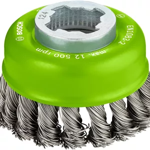 برس سیمی کاسه ای بافته شده بوش پروفشنال (مناسب استیل ضد زنگ، X-LOCK، ضد زنگ، قطر 75 میلی متر، ضخامت سیم 0.5 میلی متر، برای قطر 125 میلی متر، لوازم جانبی فرز زاویه ای)