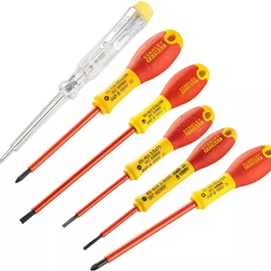 مجموعه ابزار پیچ گوشتی عایق استنلی قرمز، 0-65-443