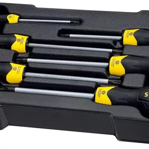 مجموعه پیچ گوشتی استنلی Cushiongrip TORX، سیستم TransModul (مجموعه 6 عددی، با نوک مغناطیسی، تیغه فولادی) STMT1-74182
