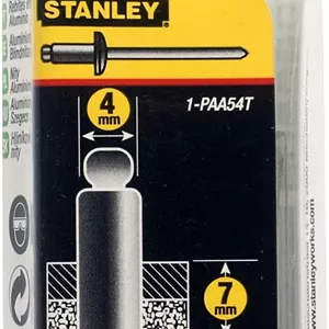 پرچ های آلومینیومی استنلی 1-PAA54T، متوسط 4 میلی متر (20 عدد)، نقره ای، مجموعه 20 عددی