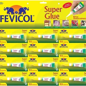 چسب قطره ای فوری چند منظوره Fevicol Super Glue، 3 گرمی، بسته 12 عددی، مناسب برای چوب، سرامیک، شیشه، چرم، پلاستیک و صنایع دستی