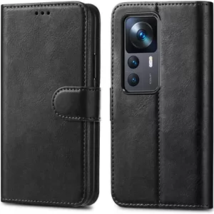 کیف چرمی GAPlus Xiaomi 12T / Xiaomi 12T Pro - کیف پول چرمی ممتاز با روکش تاشو برای Xiaomi 12T / Xiaomi 12T Pro [دارای جای کارت] [بست مغناطیسی] مشکی