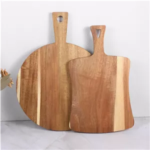 دو عدد تخته برش چوبی با دسته، تخته سرو چوبی پارویی بزرگ، ست تخته برش تزئینی، تخته سرو پنیر، گوشت و نان