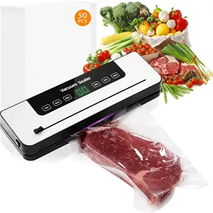 دستگاه وکیوم سیلر برای نگهداری مواد غذایی - 8 در 1 حالت دوگانه خشک/مرطوب با مکش قوی 65 کیلو پاسکال - شامل 50 کیسه و برشگر داخلی - طراحی جمع و جور و صرفه جویی در فضا (سفید)