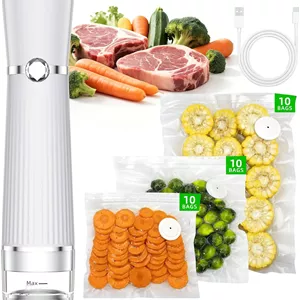 دستگاه وکیوم سیلر دستی برای مواد غذایی، دستگاه وکیوم فشرده با 30 کیسه قابل استفاده مجدد برای 10 برابر ماندگاری و تازگی