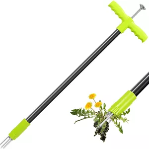 ابزار علف‌کش ORIENTOOLS، ابزار دستی حذف علف‌های هرز، ابزار چرخشی حذف قاصدک با دسته فولادی و 3 چنگک، ابزار حذف آسان ریشه از چمن و باغ، 93 سانتی‌متر