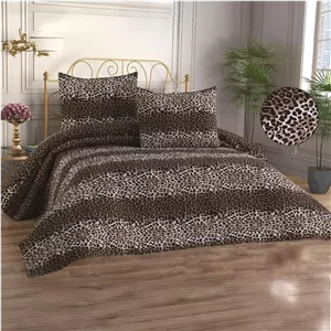 ست روتختی 3 تکه طرح قلب، شامل یک روتختی (200x240 سانتی متر) و 2 روبالشی (50x70 سانتی متر) - مناسب برای تخت های دو نفره (طرح پلنگی، 200x240 سانتی متر / 2 عدد 50x70 سانتی متر)