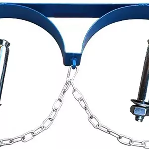 نگهدارنده فلزی سیلندر اکسیژن O2، نگهدارنده بطری نیتروژن خانگی/تجاری - ظرفیت ≤ 40 لیتر، پایه نگهدارنده ثابت سیلندر گاز آبی با پیچ و زنجیر ایمنی (2 بطری)