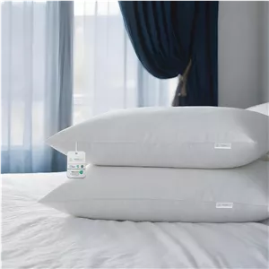 بالش خواب پنبه‌ای هوم مدل Comfort، ابعاد 48 در 70 سانتی‌متر، بالش میکروفایبر استاندارد برای خواب، مناسب برای خواب پهلو، نرم و لطیف، حس لوکس هتل (سفید) بسته 2 عددی