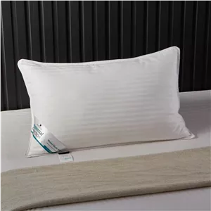 بالش هتلی دوناتلا، سایز کینگ، 1200 گرم، روکش پنبه ای با راه راه های ساتن، 50x75 سانتی متر (تک عددی) (بالش پنبه ای لوکس)