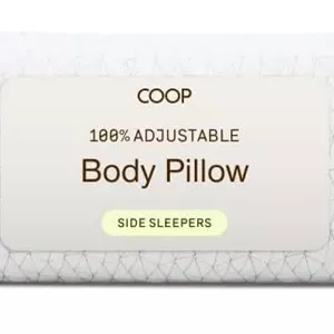 بالش بدنه فوم حافظه دار Coop Home Goods با فوم حافظه خرد شده قابل تنظیم - بالش ایده آل برای در آغوش گرفتن در دوران بارداری - روکش نرم و قابل شستشو از جنس ویسکوز ریون بامبو - 20x54