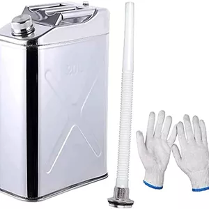 گالن سوخت فلزی 20 لیتری، مخزن سوخت قابل حمل از جنس استیل ضد زنگ 304، مناسب برای ذخیره سازی بنزین، گازوئیل و سوخت خودرو در مواقع اضطراری (سایز :
