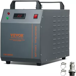خنک کننده آبی صنعتی VEVOR CW-3000، سیستم خنک کننده با مخزن آب 12 لیتری، حداکثر نرخ جریان 12 لیتر در دقیقه، برای دستگاه های حکاکی و برش