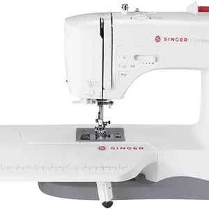 چرخ خیاطی کامپیوتری سینگر مدل Confidence 7640، دارای 8 مدل جادکمه یک مرحله ای و الگوهای حروف الفبا، و کنترل سرعت با دکمه شروع/توقف – سفید، تک سایز