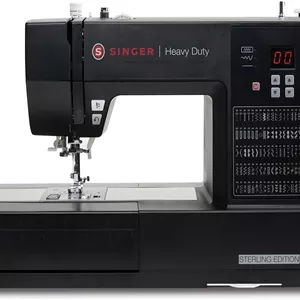 چرخ خیاطی کامپیوتری SINGER Heavy Duty 6600C Sterling به همراه کیت لوازم جانبی | موتور قدرتمند با قابلیت نفوذ بالا، 215 طرح دوخت، بدنه تمام فلزی، صفحه نمایش LCD و جادکمه یک مرحله ای