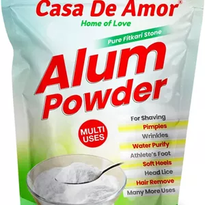 پودر سنگ آلوم (فیتکری) Casa De Amor برای صورت، تصفیه آب، مراقبت از پوست، بعد از اصلاح، رفع بوی بد، رفع موهای زائد صورت، آفت دهان، سفت کردن پوست و بسیاری کاربردهای دیگر (400 گرم)