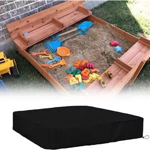 روکش جعبه شنی مربعی برای جعبه شنی چوبی بزرگ کودکان 157x157 سانتی‌متری، روکش ضدآب استخر گودال شن با بند کشی