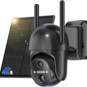 دوربین مداربسته 4G LTE با باتری و سیم کارت، دوربین IP خورشیدی PTZ بی سیم 2K بدون وای فای، دید در شب رنگی، چرخش 355 درجه / 100 درجه، تشخیص PIR، صدای دو طرفه، ضد آب IP66