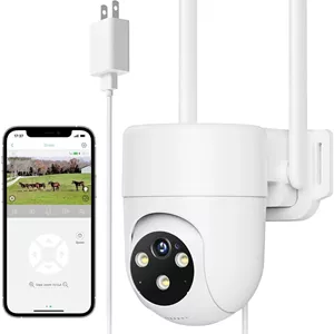 دوربین مداربسته 4G LTE با سیم کارت، ضبط مداوم 24/7، دوربین مداربسته 2K 360° PTZ IP مناسب فضای باز و داخل بدون نیاز به وای فای، تشخیص حرکت/انسان، IP66
