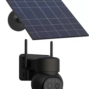 دوربین مداربسته خورشیدی سلولی 4G LTE بدون وای فای، دوربین نظارتی بی سیم فضای باز با نمای 360 درجه PTZ، دید در شب رنگی، سنسور حرکتی PIR، لنز دوگانه، زوم هیبریدی 12X، مکالمه دو طرفه، سیم کارت داخلی