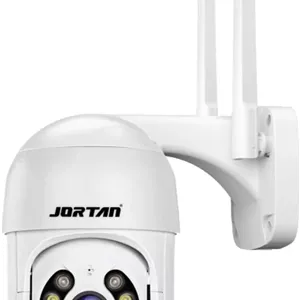 دوربین مداربسته 1080P JORTAN بیرونی PTZ، دوربین 2 مگاپیکسلی وای فای بی سیم/باسیم با تشخیص انسان، دید در شب، صدای دو طرفه، محافظت در برابر صاعقه و رابط آنتن وای فای