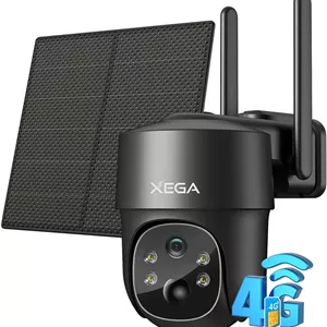 دوربین امنیتی خورشیدی 4G LTE با سیم کارت، دوربین امنیتی بی سیم خارجی بدون وای فای، دید در شب 2K HD PTZ، تشخیص حرکت، ارتباط دو طرفه، ذخیره سازی TF و ابری، پشتیبانی از اپراتورهای اتصالات و DU