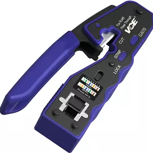 ابزار پرس RJ45 مدل VCE GJ670BL، ابزار پرس اترنت عبوری برای کانکتور عبوری Cat5 Cat6 Cat7، پشتیبانی از لخت کردن و برش