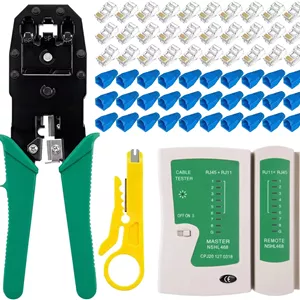 ست ابزار پرس کابل اترنت RJ45 - ابزار همه کاره حرفه ای وی تو تانگ برای پرس، برش و لخت کردن کابل اترنت - سازگار با کانکتورهای Cat5/Cat5e/Cat6