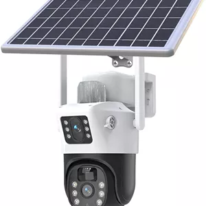 دوربین امنیتی خورشیدی 4G LTE با سیم کارت، کیفیت 8 مگاپیکسل فول اچ دی، چرخش 360 درجه، نورافکن، دید در شب رنگی، ارتباط دو طرفه، سنسور حرکتی PIR، بدون نیاز به وای فای