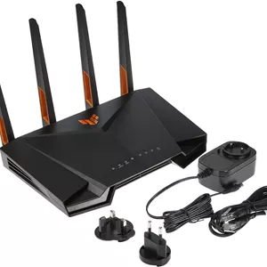 روتر گیمینگ وای فای 6 دو بانده ایسوس مدل TUF-AX4200 با حالت بازی موبایل، انتقال پورت 3 مرحله ای، پورت 2.5 گیگابیتی، AiMesh برای وای فای مش، امنیت شبکه AiProtection Pro